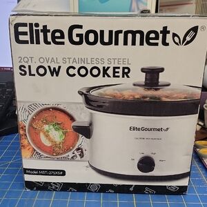 Elite Gourmet 2QT Oval Stainless Steel Slow Cooker New Sealed Box